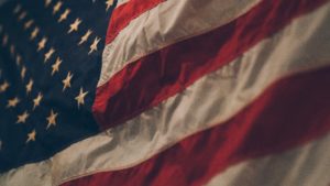 Moody close up of American flag