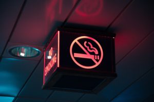 Neon no smoking sign. Florida department of health.